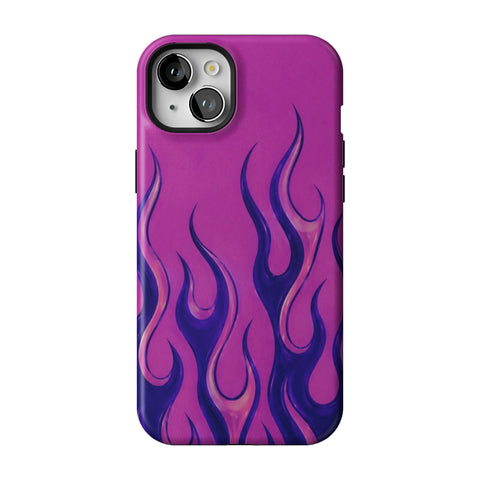 Purple Flames Y2K Tough Phone Case for iPhone 15 Plus