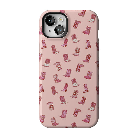 Pink Cowgirl Boots Tough Phone Case for iPhone 15 Plus