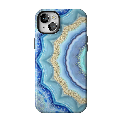 Blue Boho Tie Dye Tough Phone Case for iPhone 15 Plus