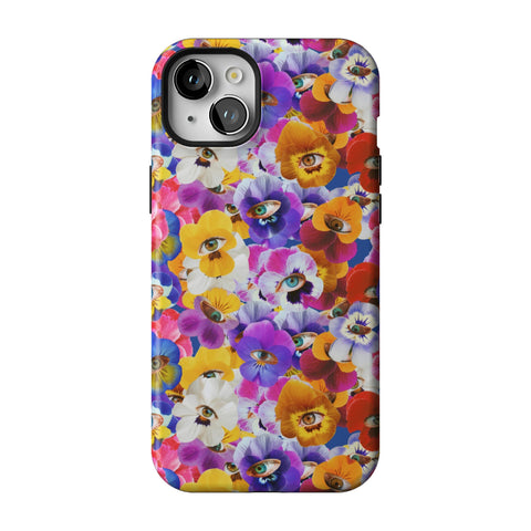 Pansy Eye Floral Tough Phone Case for iPhone 15 Plus