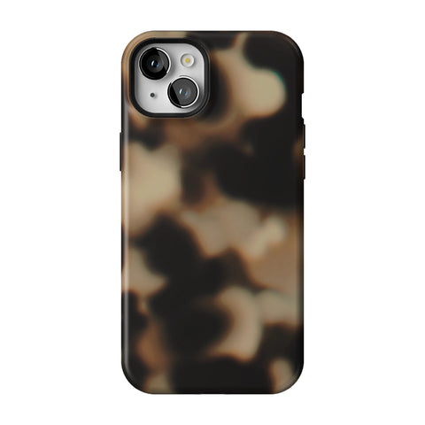 Creamy Tortoise Shell Tough Phone Case for iPhone 15 Plus