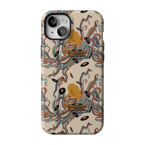 Art Nouveau Vinyl Record Player Tough Phone Case for iPhone 15 Plus