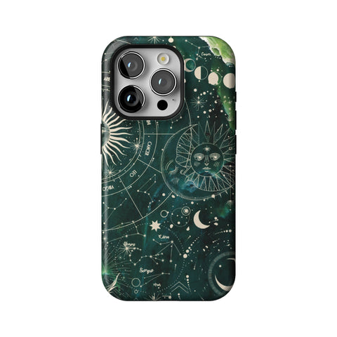Green Marble Zodiac Tough Phone Case for iPhone 15 Pro