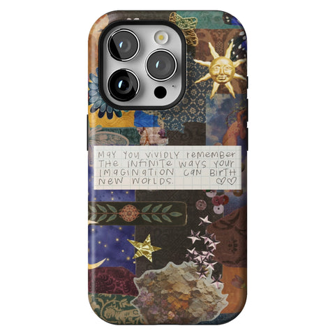Whimsy Quote Collage Tough Phone Case for iPhone 15 Pro