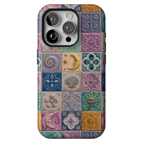 Mermaid Whimsy Tiles Tough Phone Case for iPhone 15 Pro
