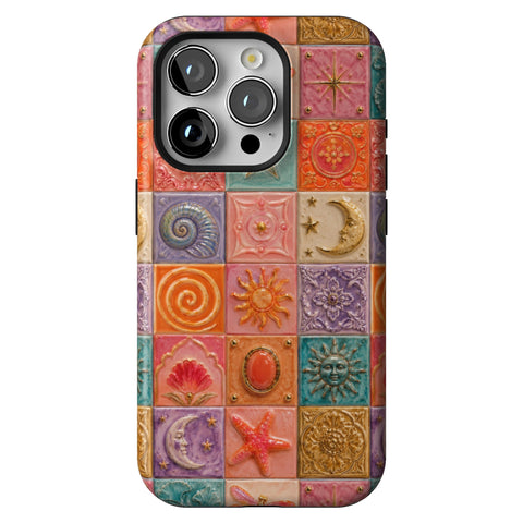 Nautical Whimsy Tiles Tough Phone Case for iPhone 15 Pro