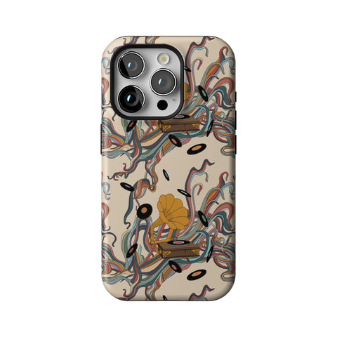 Art Nouveau Vinyl Record Player Tough Phone Case for iPhone 15 Pro