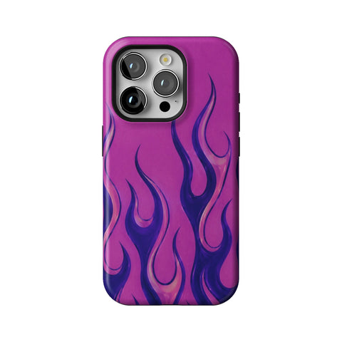 Purple Flames Y2K Tough Phone Case for iPhone 15 Pro