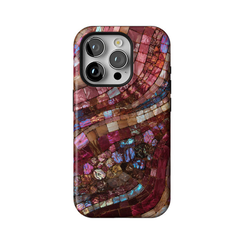 Garnet Stained Glass Print Tough Phone Case for iPhone 15 Pro