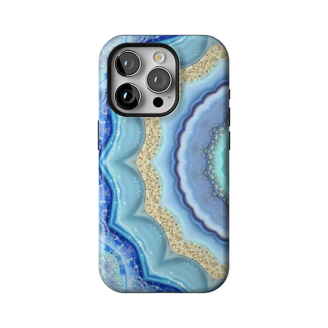Blue Boho Tie Dye Tough Phone Case for iPhone 15 Pro
