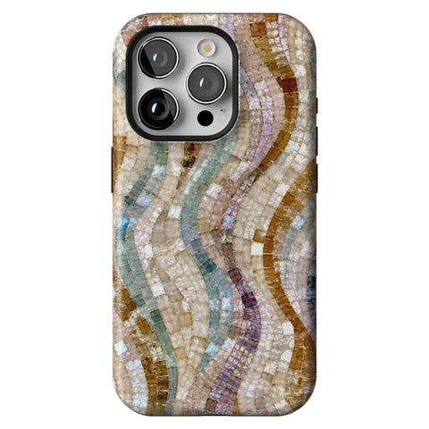 Seashell Mosaic Print Tough Phone Case for iPhone 15 Pro