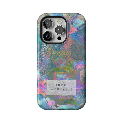 Love Yourself Pastel Abstract Art Tough Phone Case for iPhone 15 Pro