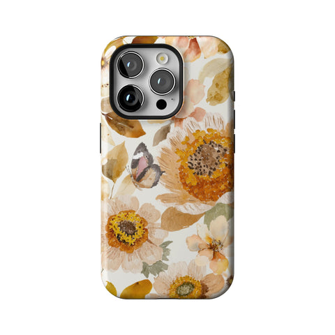 Rustic Boho Floral Tough Phone Case for iPhone 15 Pro