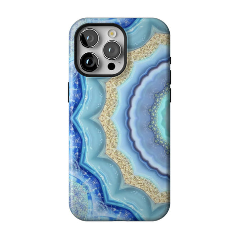 Blue Boho Tie Dye Tough Phone Case for iPhone 15 Pro Max