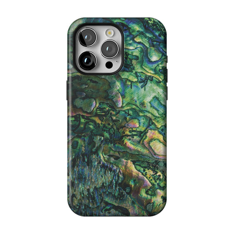 Green Abalone Shell Tough Phone Case for iPhone 15 Pro Max