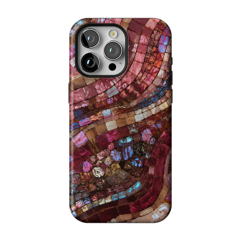 Garnet Stained Glass Print Tough Phone Case for iPhone 15 Pro Max