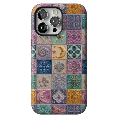 Mermaid Whimsy Tiles Tough Phone Case for iPhone 15 Pro Max