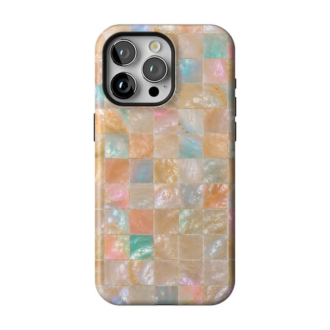 Peach Sorbet Tile Print Tough Phone Case for iPhone 15 Pro Max