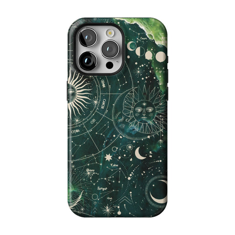 Green Marble Zodiac Tough Phone Case for iPhone 15 Pro Max