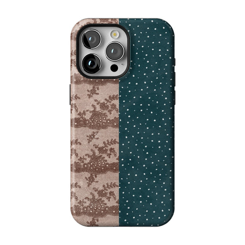 Lace & Tiny Dots Split Tough Phone Case for iPhone 15 Pro Max