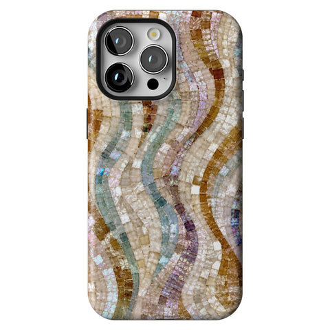 Seashell Mosaic Print Tough Phone Case for iPhone 15 Pro Max