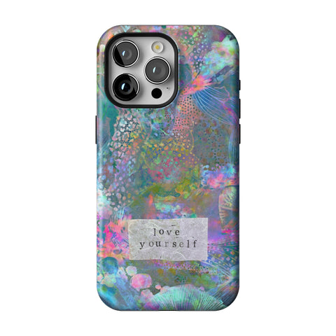 Love Yourself Pastel Abstract Art Tough Phone Case for iPhone 15 Pro Max