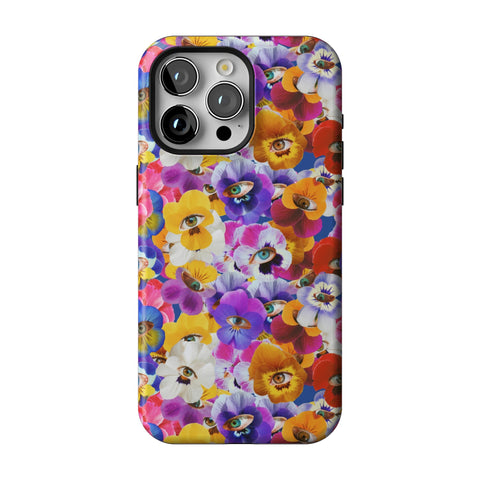 Pansy Eye Floral Tough Phone Case for iPhone 15 Pro Max