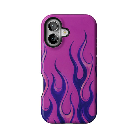Purple Flames Y2K Tough Phone Case for iPhone 16