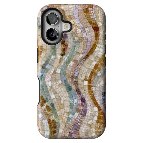 Seashell Mosaic Print Tough Phone Case for iPhone 16