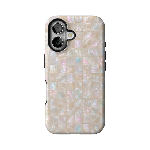 Opal Mother of Pearl Tile Print Tough Phone Case for iPhone 16