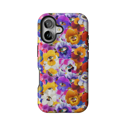 Pansy Eye Floral Tough Phone Case for iPhone 16