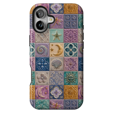 Mermaid Whimsy Tiles Tough Phone Case for iPhone 16 Plus