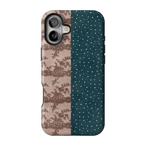 Lace & Tiny Dots Split Tough Phone Case for iPhone 16 Plus