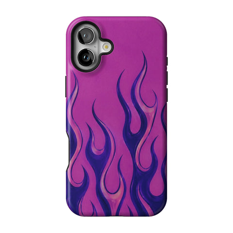 Purple Flames Y2K Tough Phone Case for iPhone 16 Plus