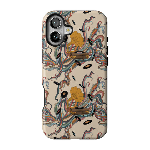 Art Nouveau Vinyl Record Player Tough Phone Case for iPhone 16 Plus