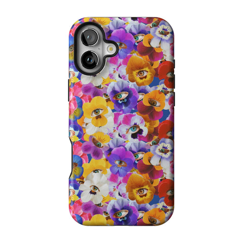 Pansy Eye Floral Tough Phone Case for iPhone 16 Plus