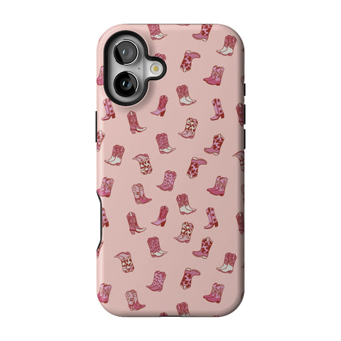 Pink Cowgirl Boots Tough Phone Case for iPhone 16 Plus