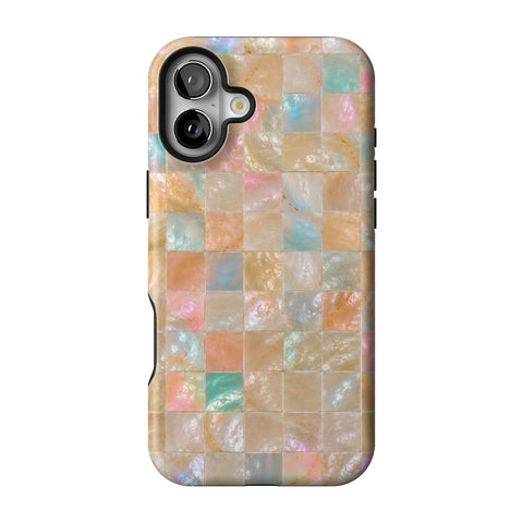 Peach Sorbet Tile Print Tough Phone Case for iPhone 16 Plus