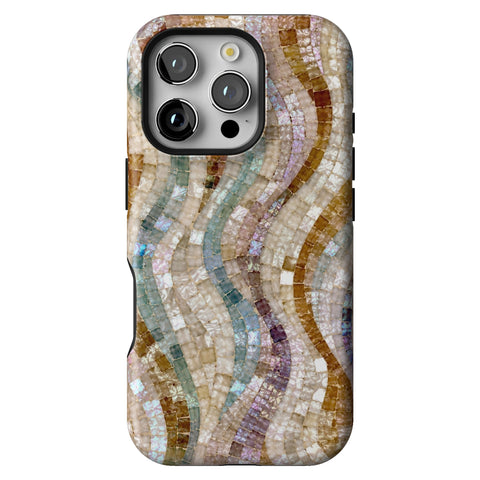 Seashell Mosaic Print Tough Phone Case for iPhone 16 Pro