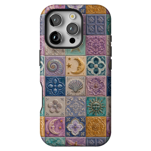 Mermaid Whimsy Tiles Tough Phone Case for iPhone 16 Pro