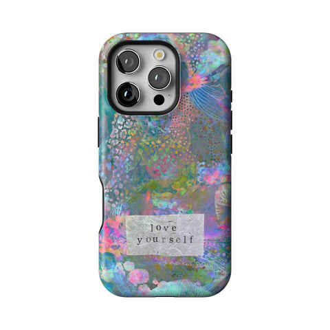 Love Yourself Pastel Abstract Art Tough Phone Case for iPhone 16 Pro