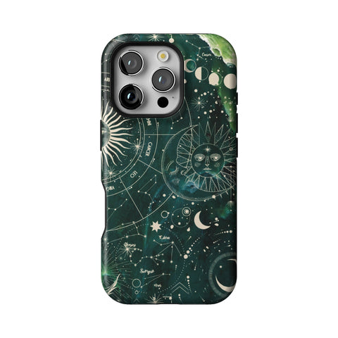 Green Marble Zodiac Tough Phone Case for iPhone 16 Pro