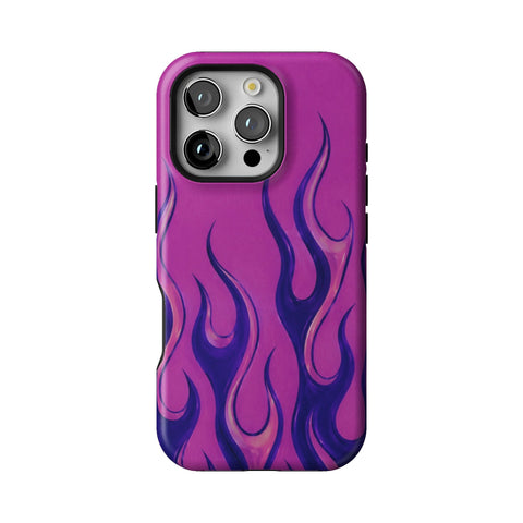 Purple Flames Y2K Tough Phone Case for iPhone 16 Pro