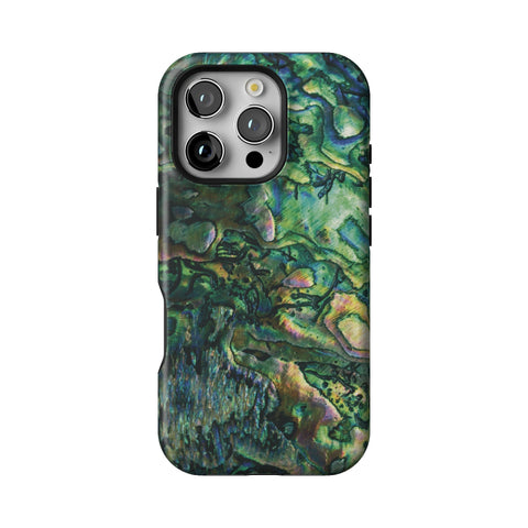 Green Abalone Shell Tough Phone Case for iPhone 16 Pro