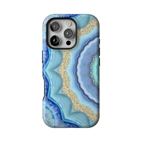Blue Boho Tie Dye Tough Phone Case for iPhone 16 Pro