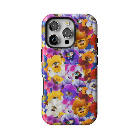 Pansy Eye Floral Tough Phone Case for iPhone 16 Pro