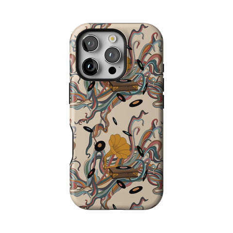 Art Nouveau Vinyl Record Player Tough Phone Case for iPhone 16 Pro