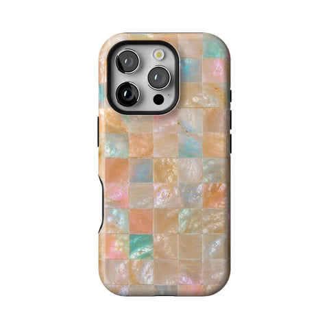 Peach Sorbet Tile Print Tough Phone Case for iPhone 16 Pro