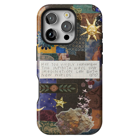 Whimsy Quote Collage Tough Phone Case for iPhone 16 Pro