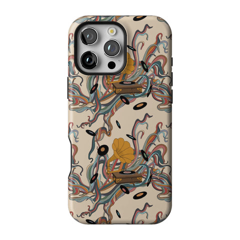 Art Nouveau Vinyl Record Player Tough Phone Case for iPhone 16 Pro Max